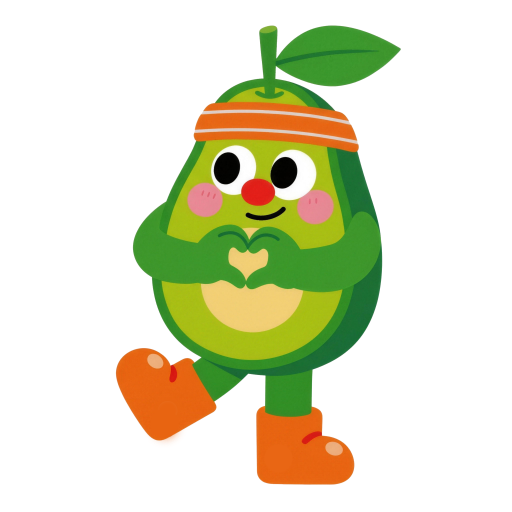 Happy avocado mascot