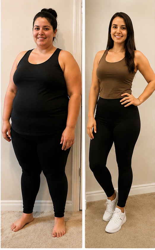 Before and after slimming transformation example