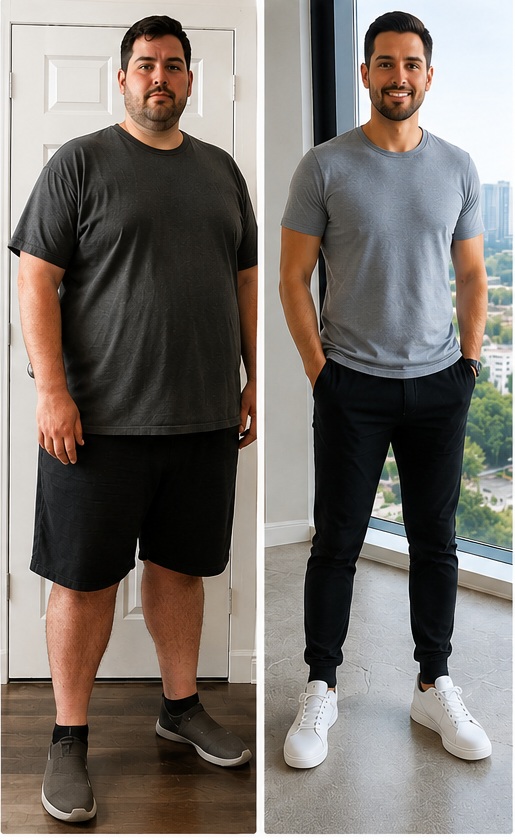 Before and after slimming transformation example